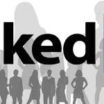 Logo Linkeding sobre dibujo de siluetas de personal de negocios