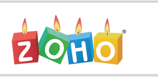 Logo de Zoho con unas velas por el aniversario