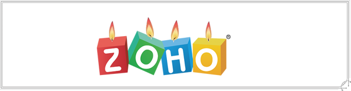 Logo de Zoho con unas velas por el aniversario