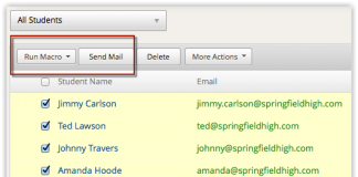 captura de pantalla de una macro para enviar emails masivo en crm