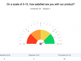 zoho survey captura de pantalla de la ventana de promoter score