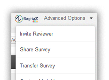 Zoho Survey captura de pantalla de la barra de opciones avanzadas