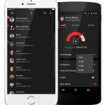 aplicacion para ios y android de zoho mail en pantalla de dos dispositivos