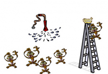 dibujo de monos y una escalera con bananas