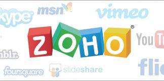 Logo de ZOHO y de las redes sociales mas usadas