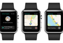 apple watch negro con la aplicacion zoho expense en pantalla