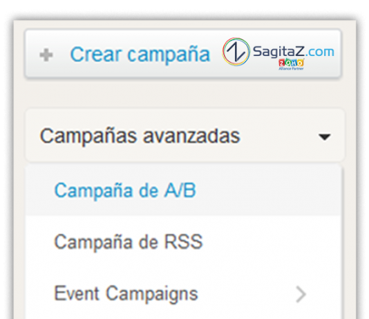 zoho campaigns captura de pantalla de la ventana de creacion de campañas